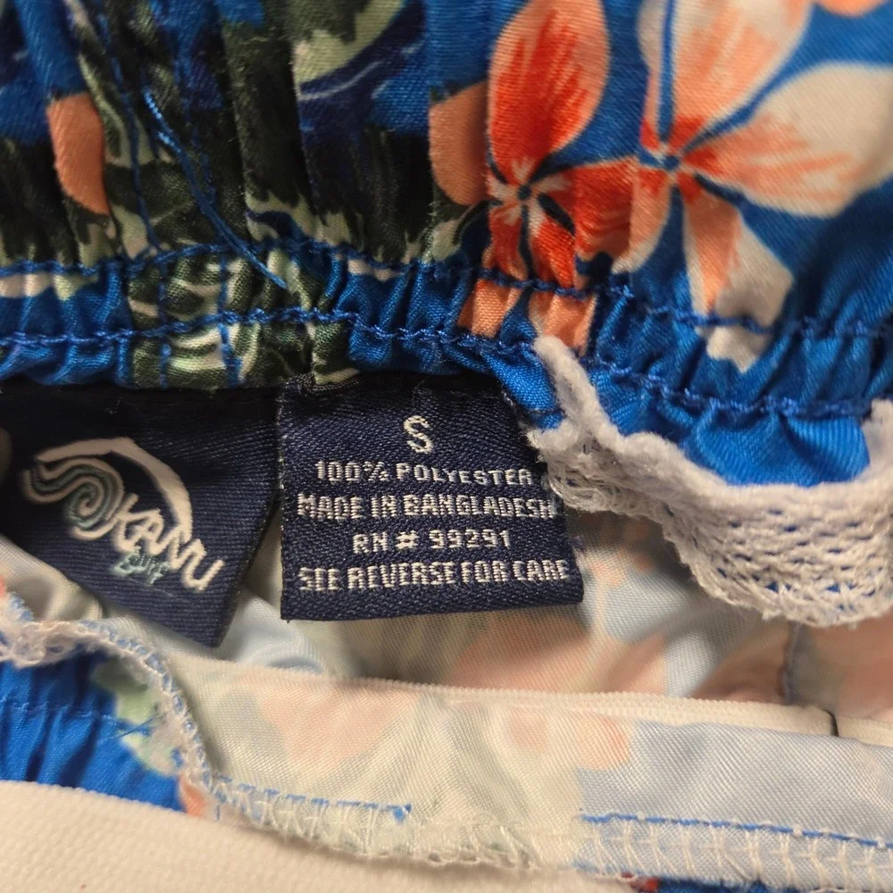 Kanu Surf Fiji Tropical Swim Trunks Mens S Cargo Pockets Coastal Resortwear